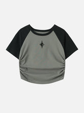 T-Shirt mit Hohlstickerei und Plissee